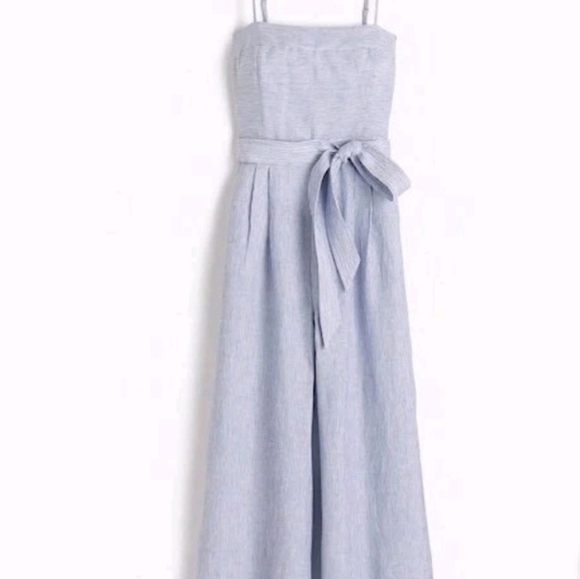 J. Crew Blue Strapless Jumpsuit with Wide-Leg Cropped Pants - Picture 3 of 4